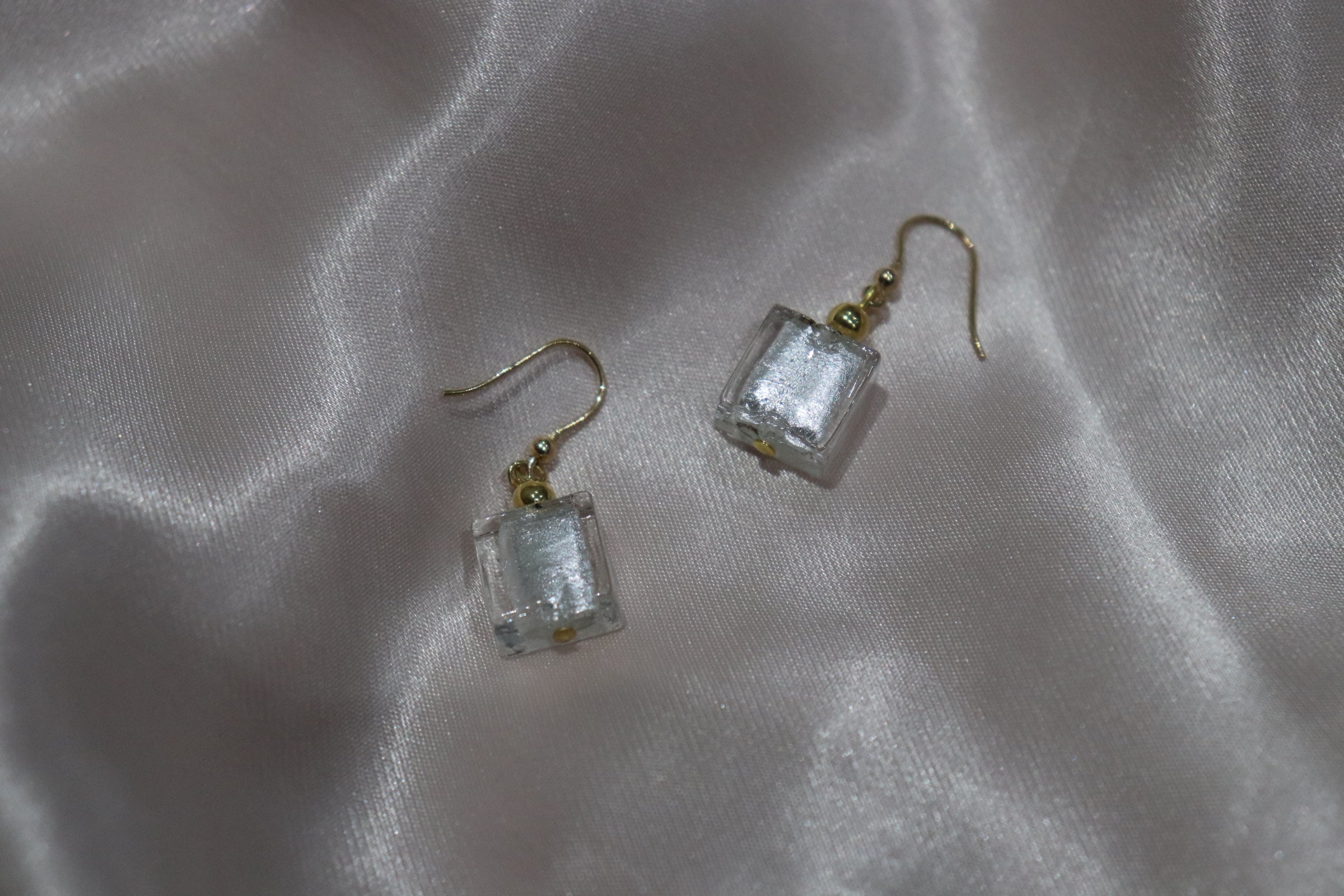 White Glass Earrings