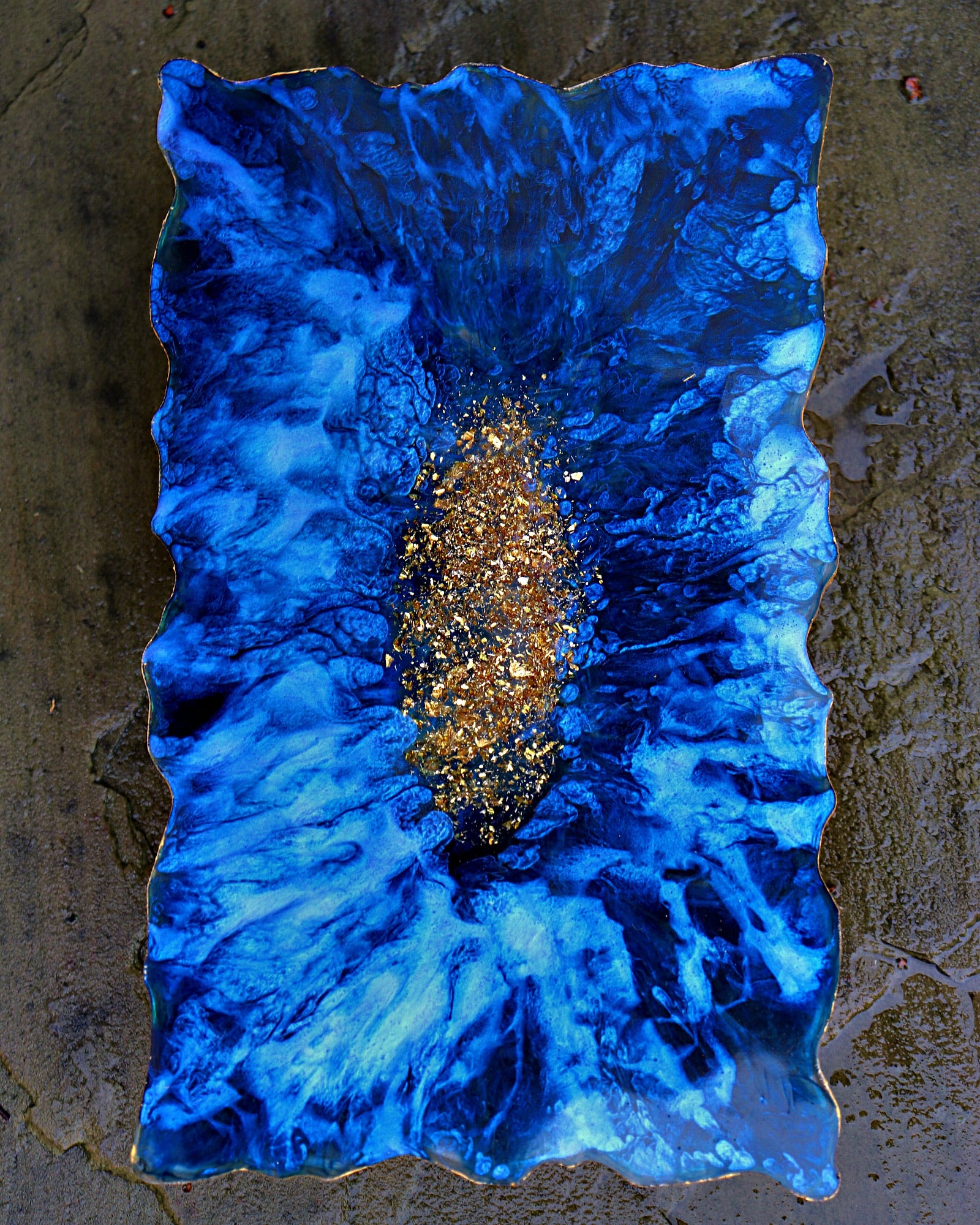 Ocean Tray with Gold Flakes