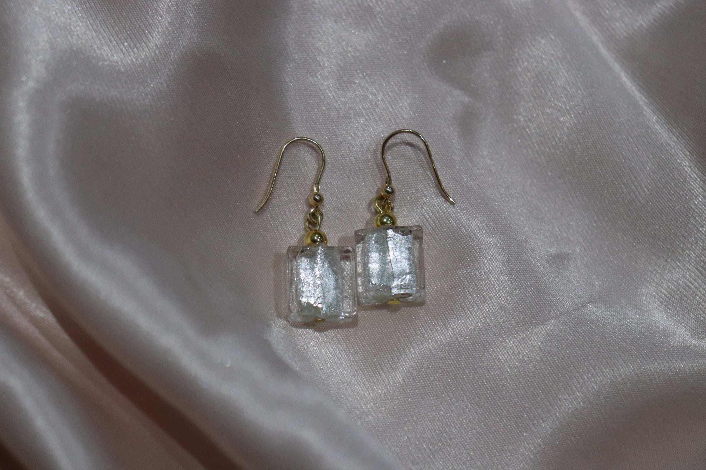White Glass Earrings