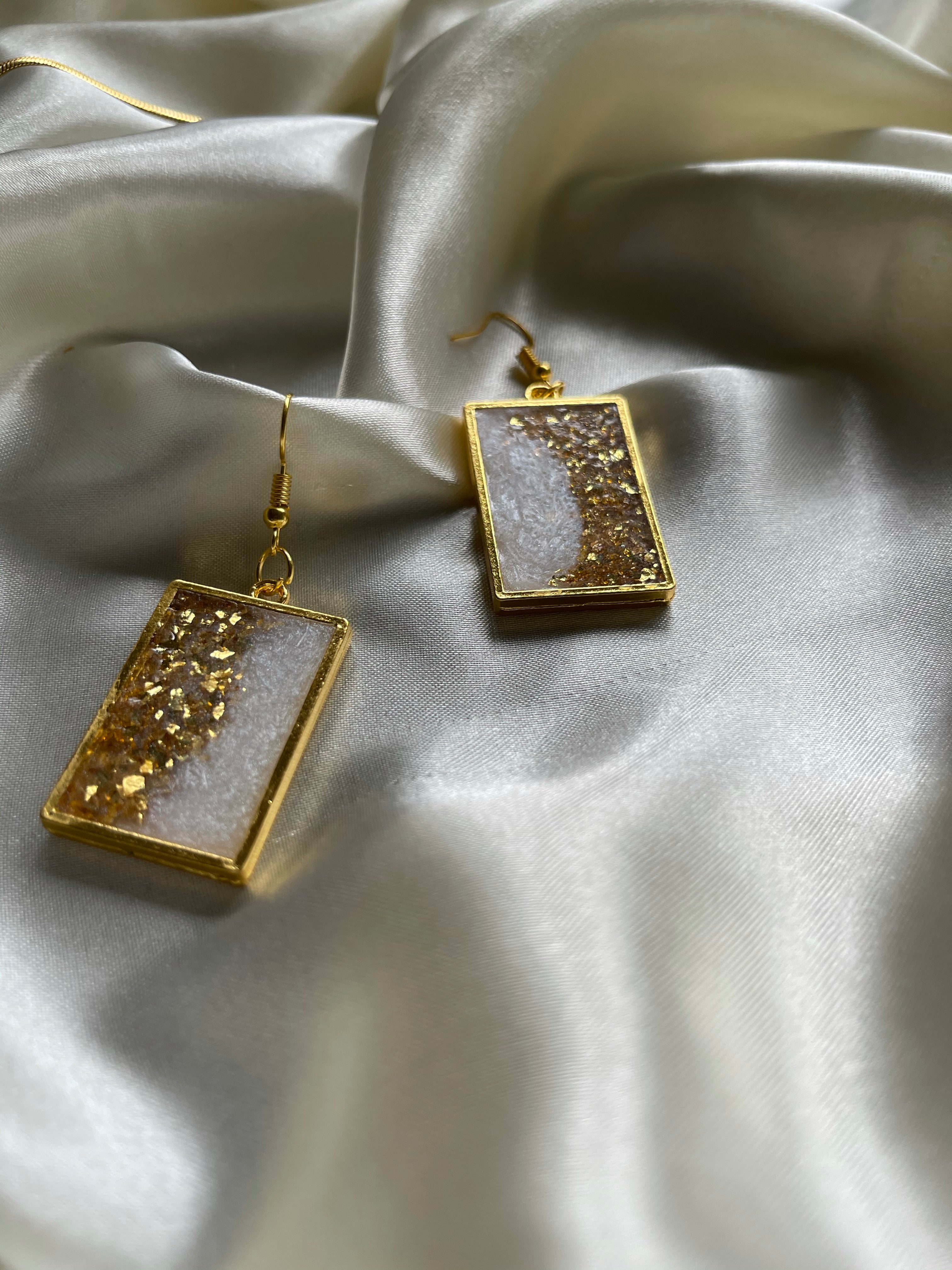 Earrings - White and Gold
