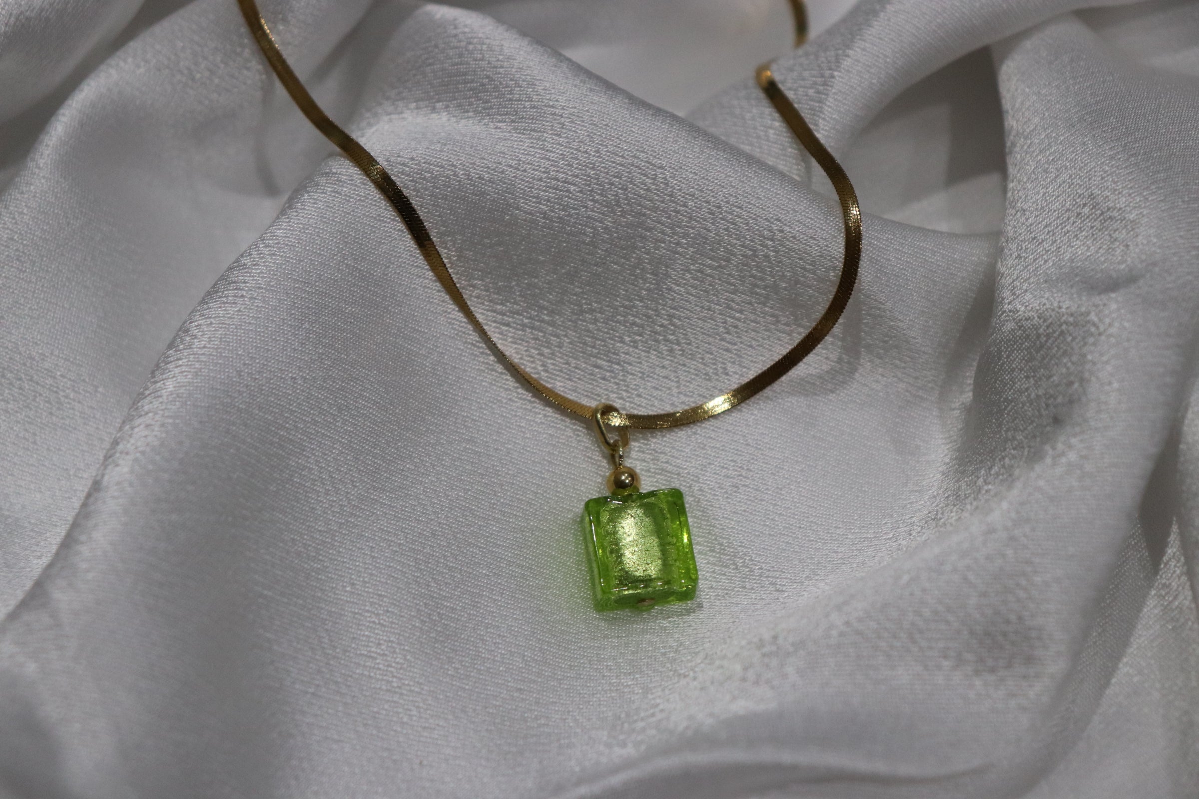 Olive Green Glass Necklace
