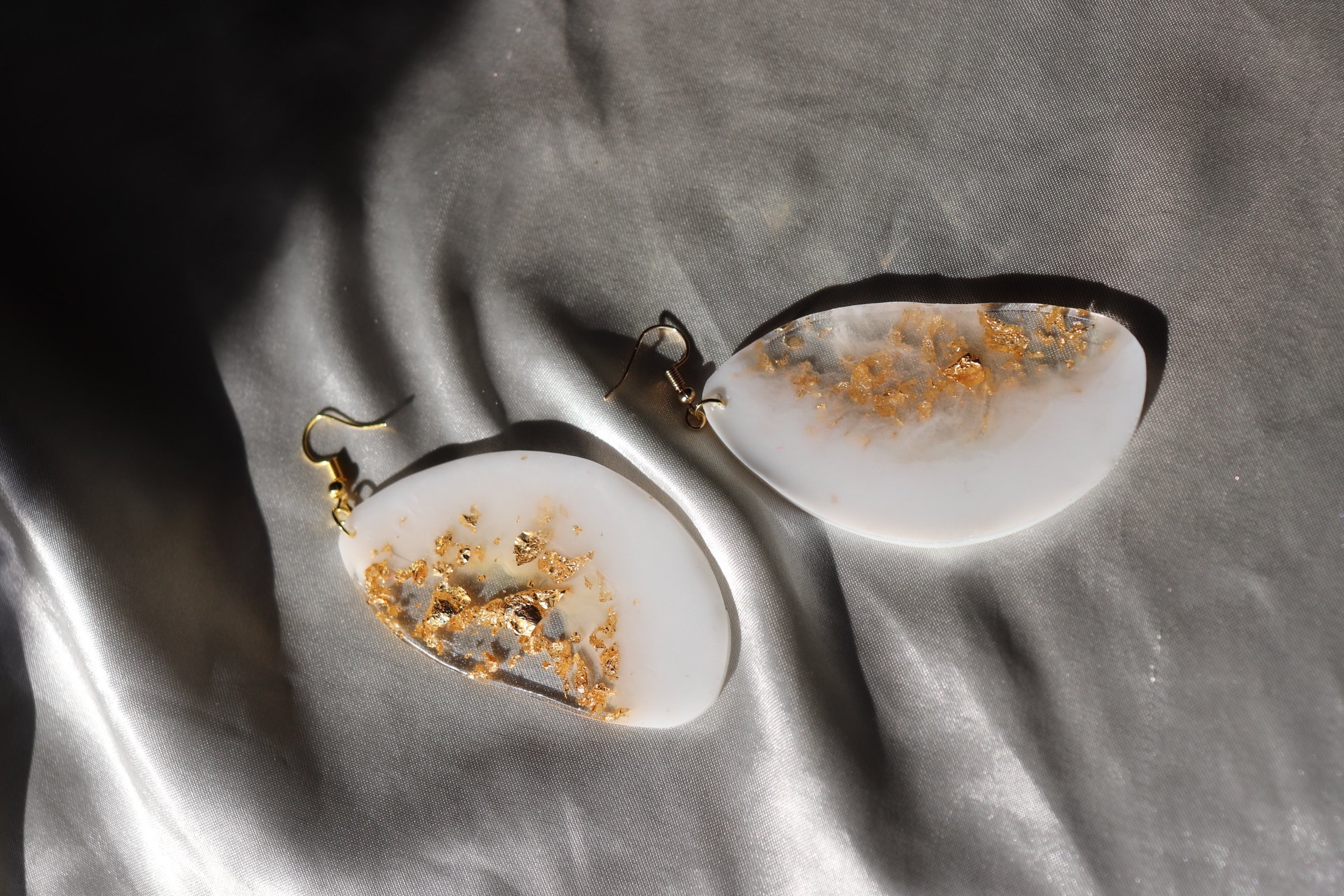 White and Gold Leaf earrings