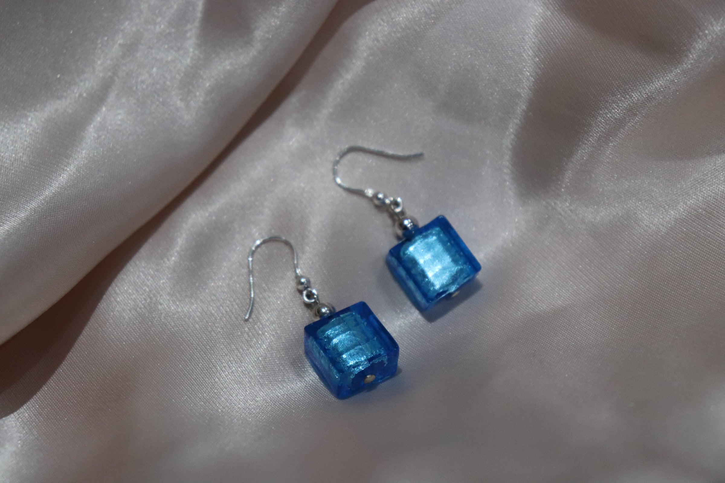 Aqua Blue Glass Earrings