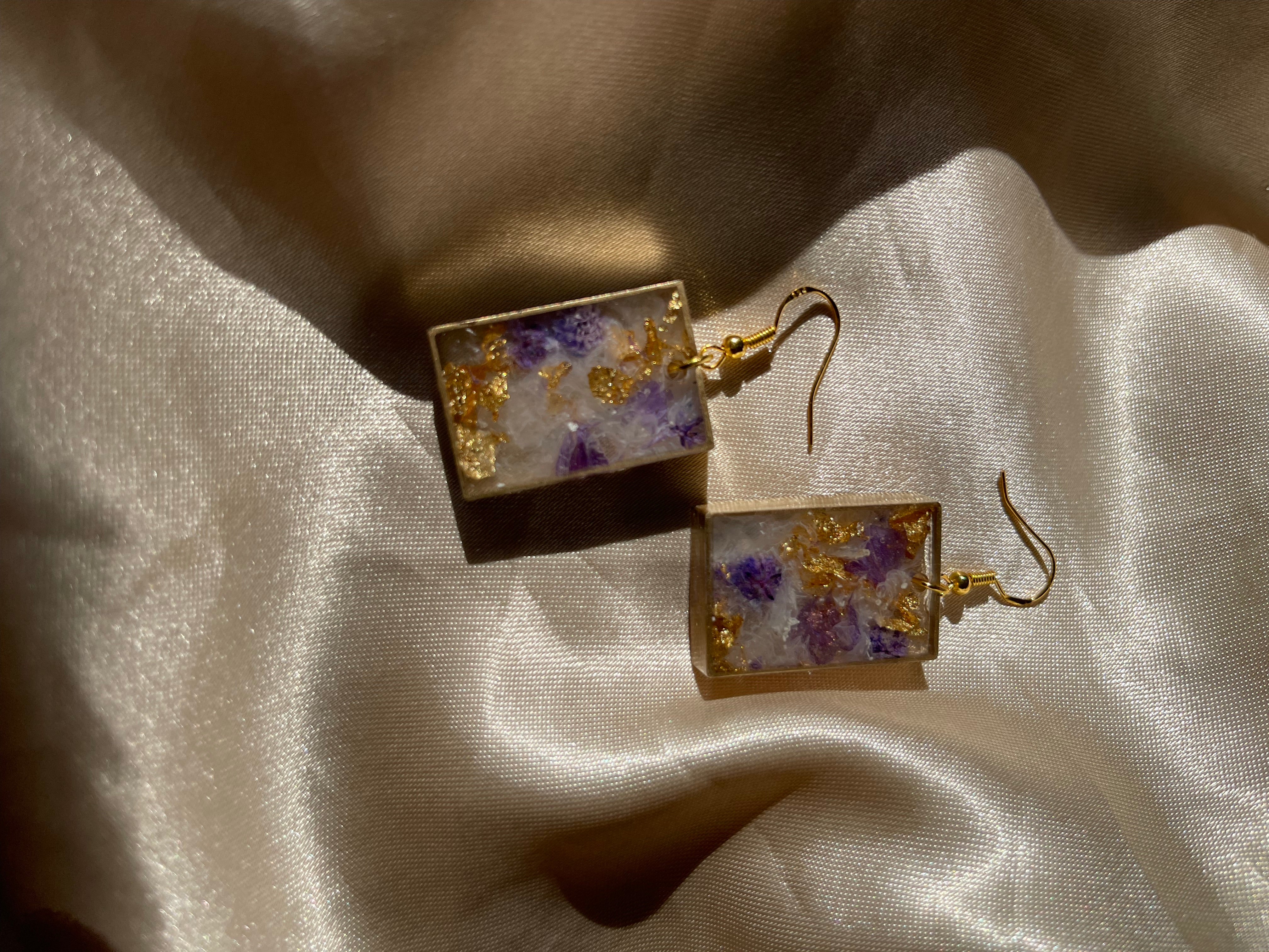 Floral block earrings