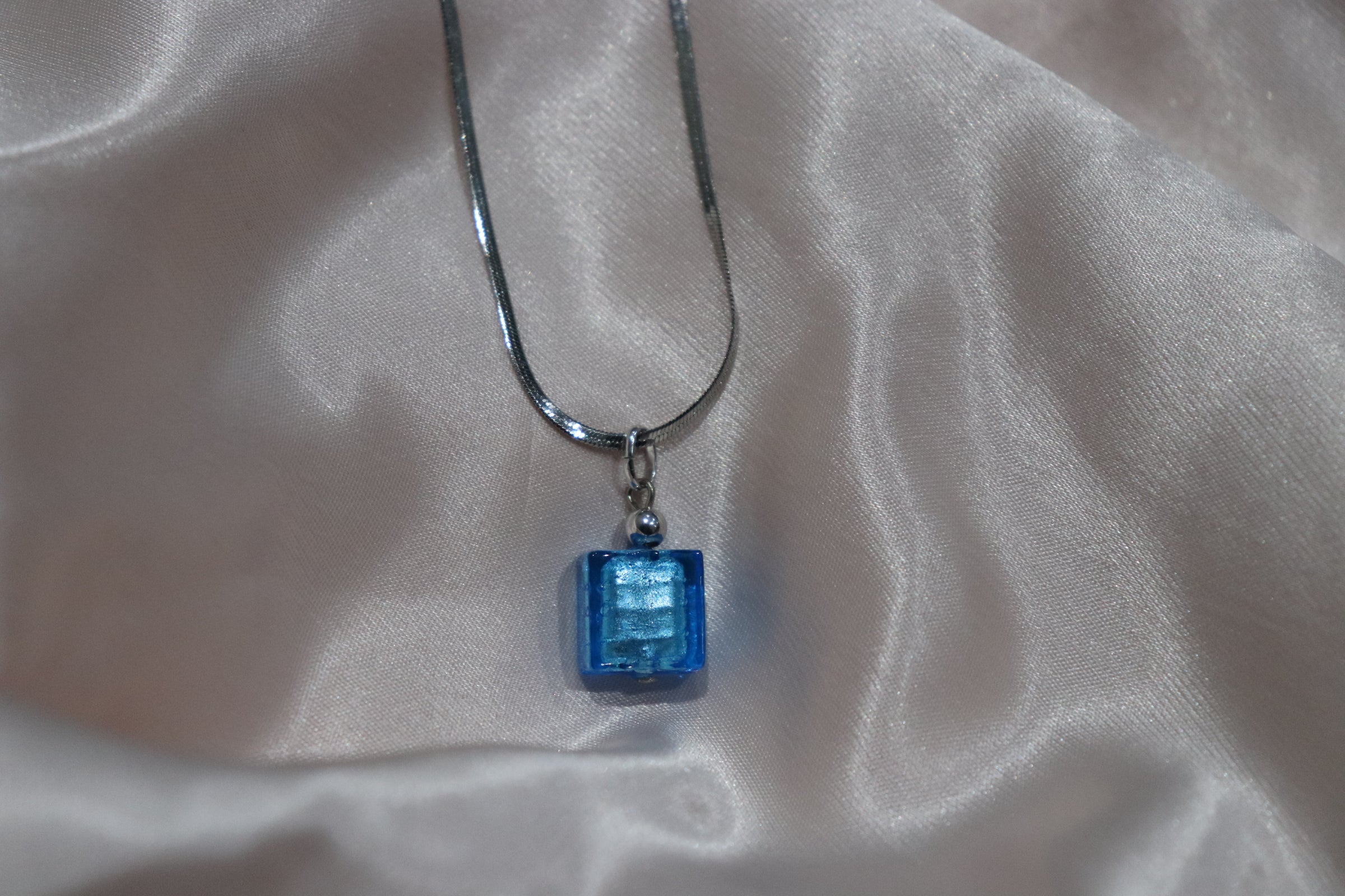 Aqua Blue Glass Necklace